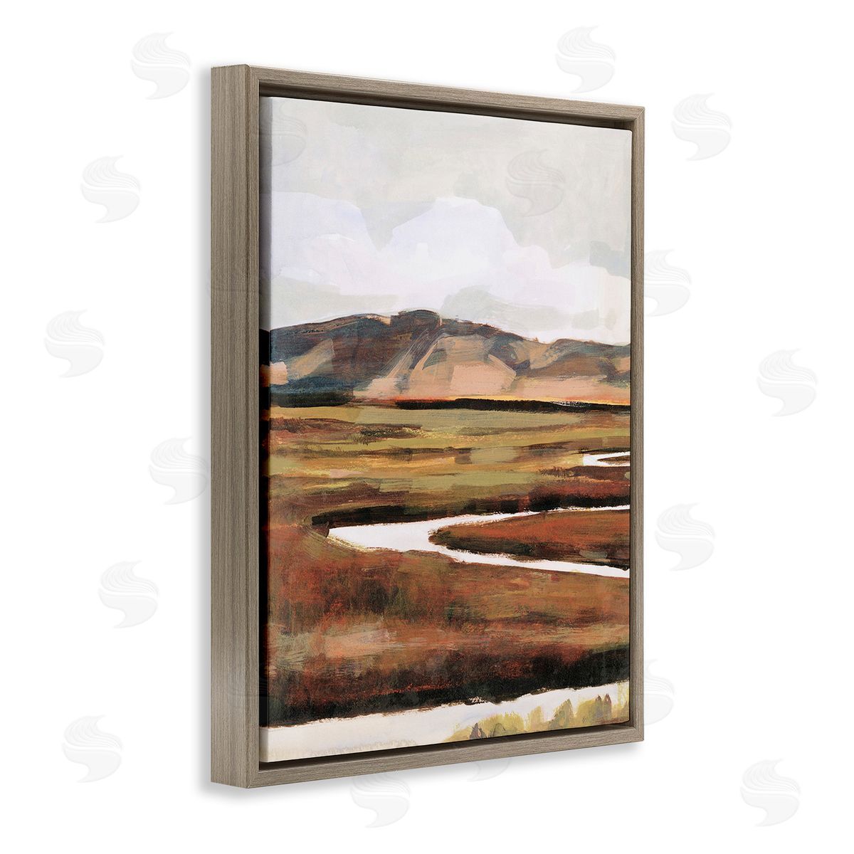 Victoria Borges Winding River Landscape Brown Floating Frame Canvas Wall Art Print