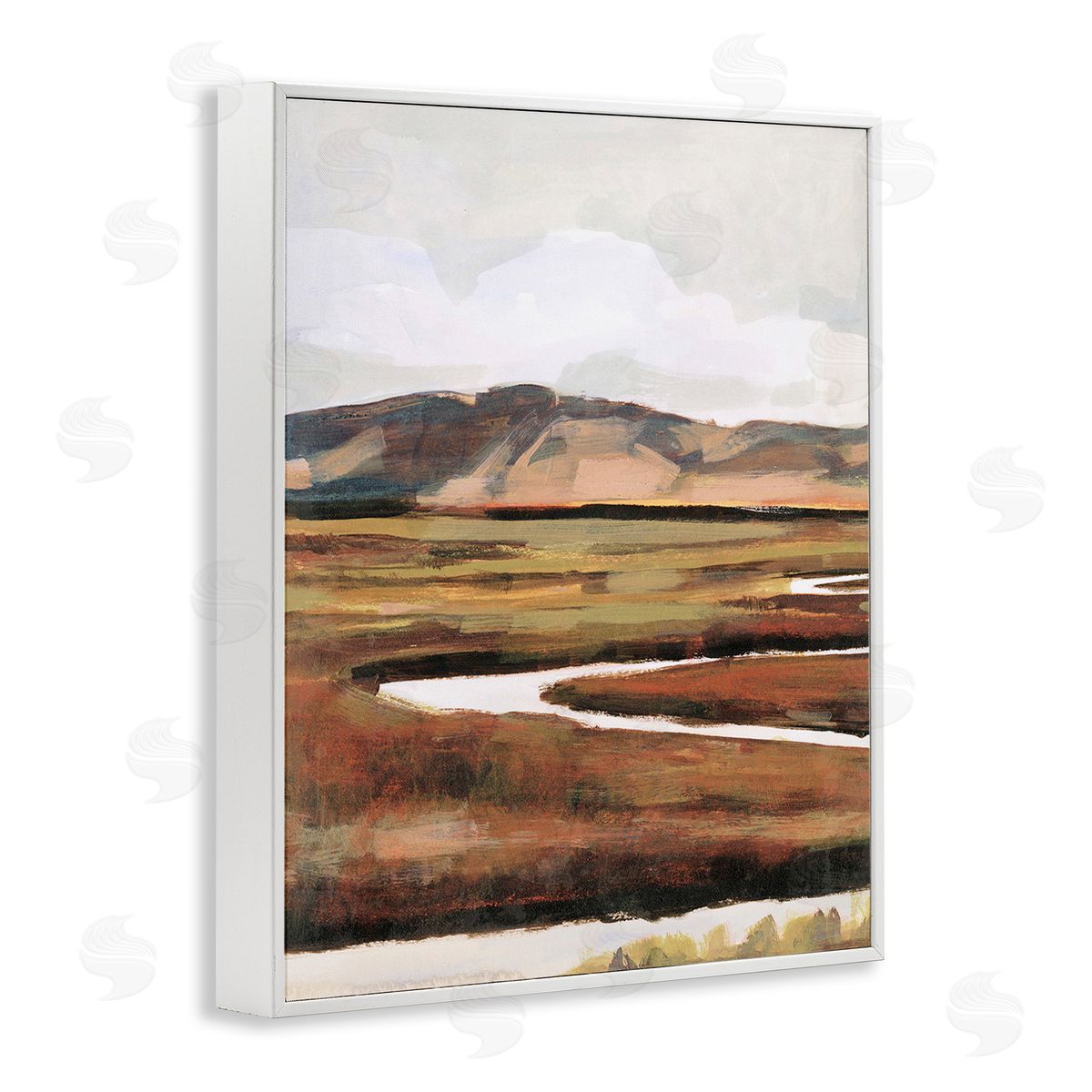Victoria Borges Winding River Landscape White Framed Giclee Wall Art Print