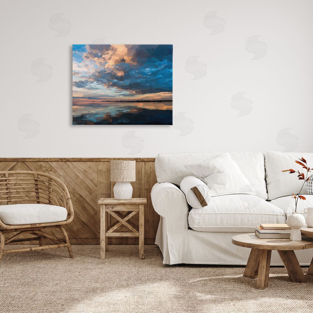 Emily Kalina Clouds & Sunset Reflection Canvas Wall Art Print in Room
