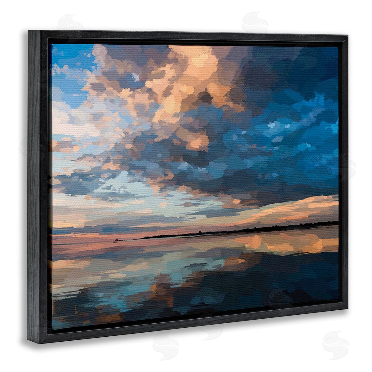 Emily Kalina Clouds & Sunset Reflection Black Floating Frame Canvas Wall Art Print