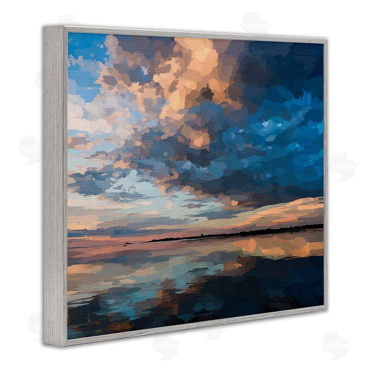 Emily Kalina Clouds & Sunset Reflection Gray Framed Giclee Wall Art Print