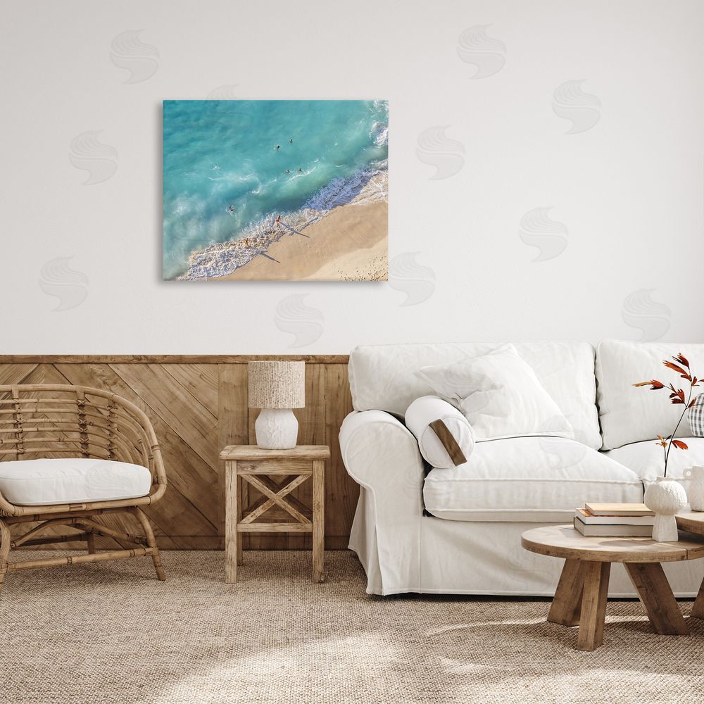 Richard Silver Aerial Beach View Canvas Wall Art Print in Room