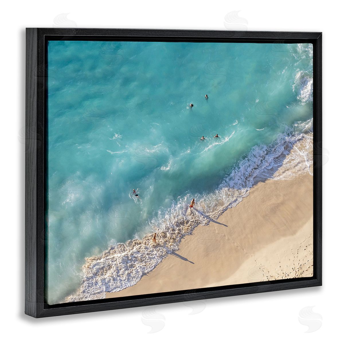 Richard Silver Aerial Beach View Black Floating Frame Canvas Wall Art Print