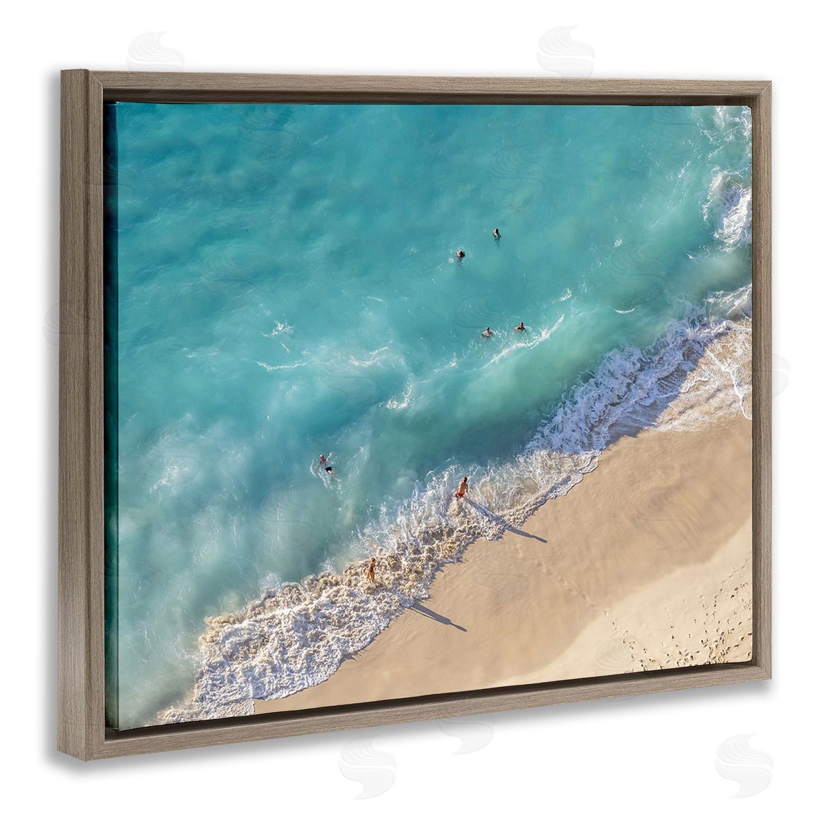 Richard Silver Aerial Beach View Brown Floating Frame Canvas Wall Art Print