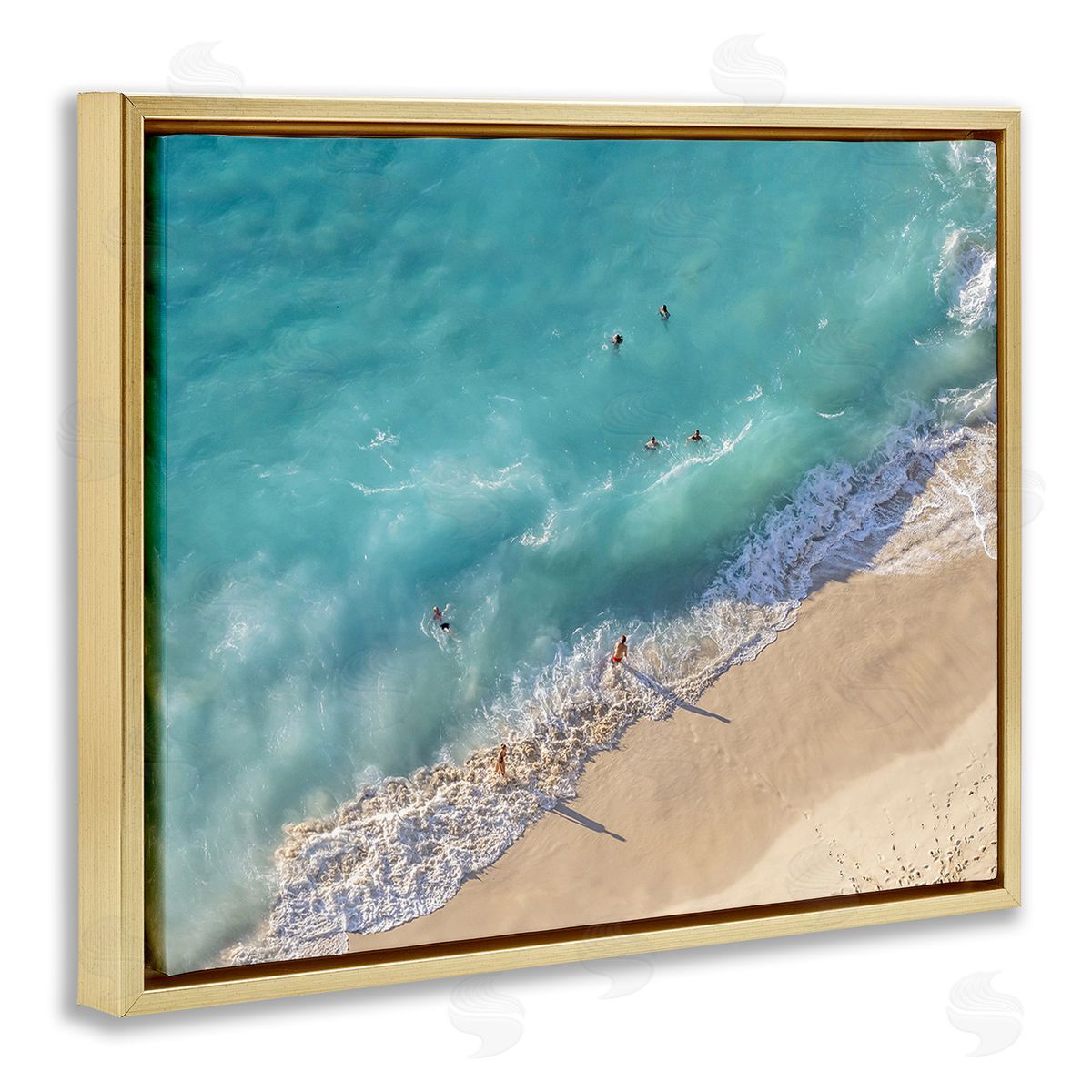 Richard Silver Aerial Beach View Gold Floating Frame Canvas Wall Art Print