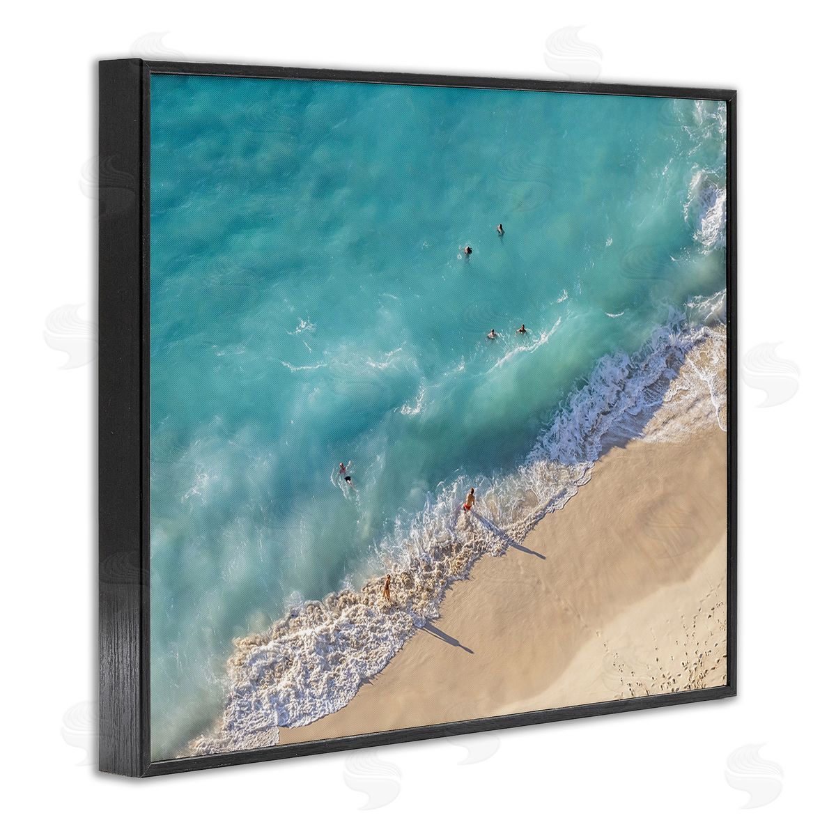 Richard Silver Aerial Beach View Black Framed Giclee Wall Art Print