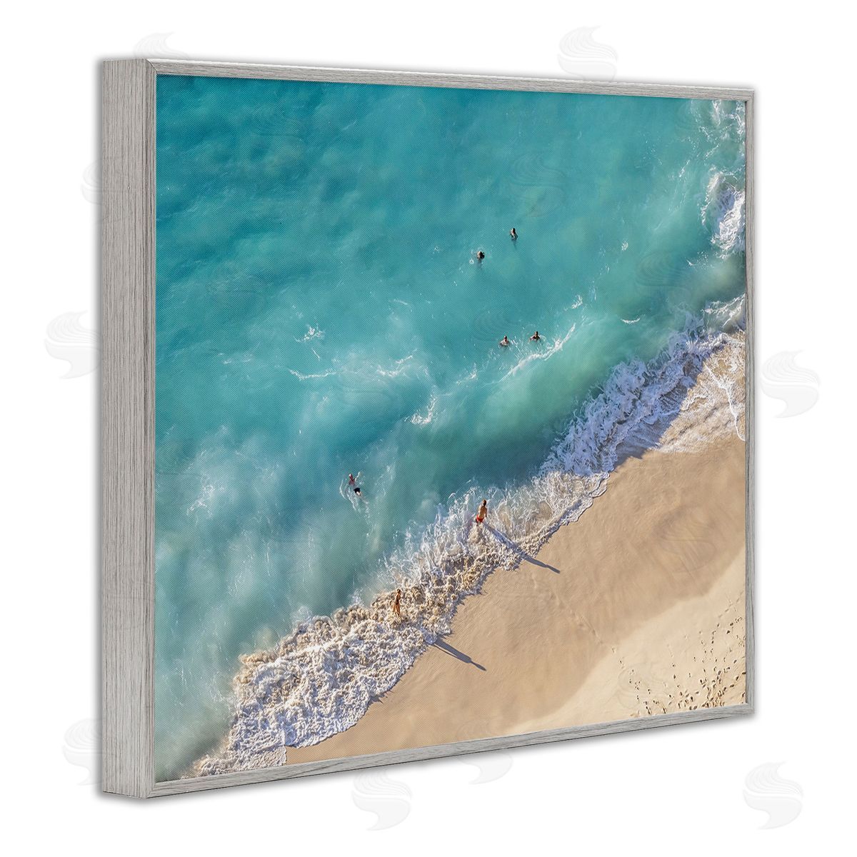 Richard Silver Aerial Beach View Gray Framed Giclee Wall Art Print