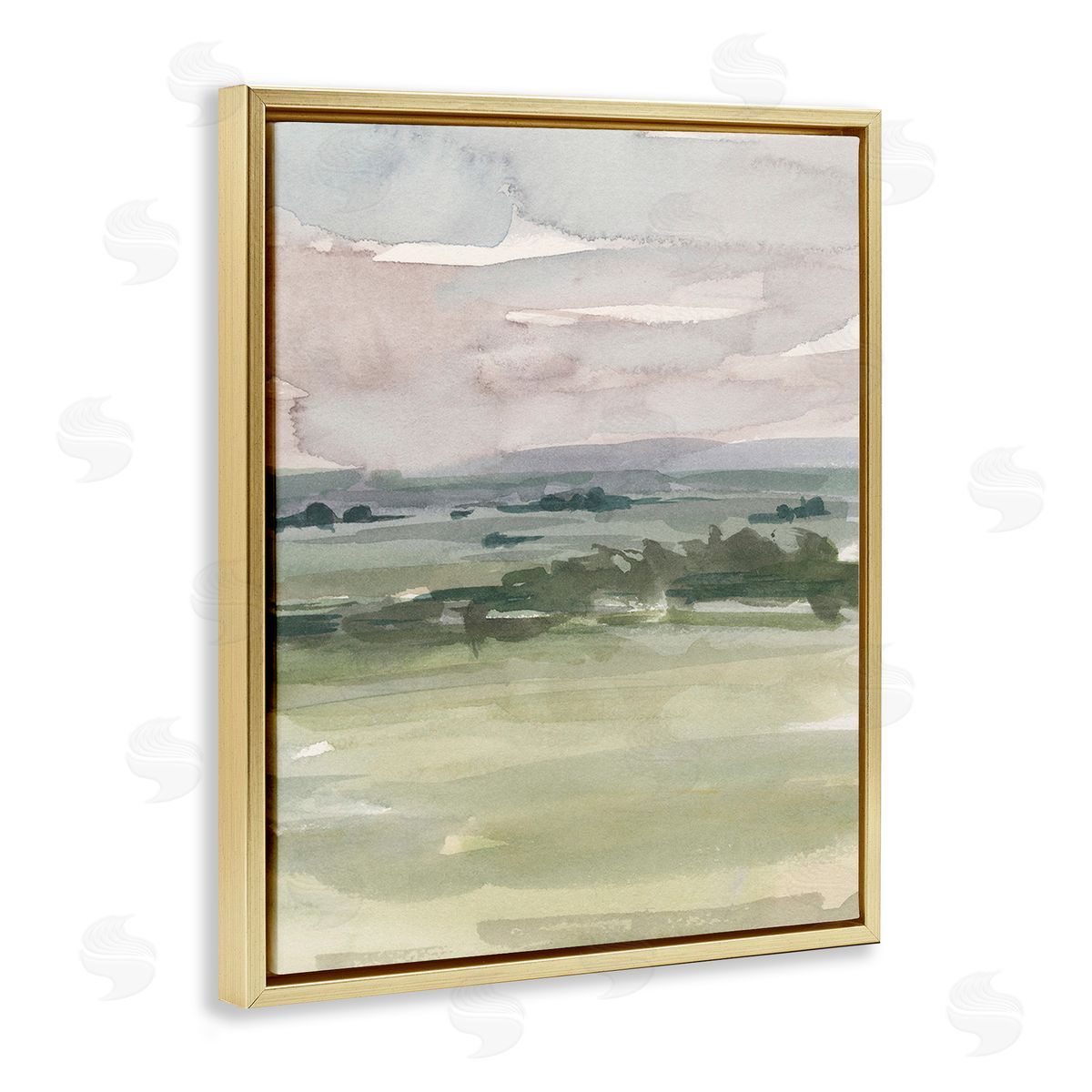 Ethan Harper Rural Watercolor Landscape Gold Floating Frame Canvas Wall Art Print