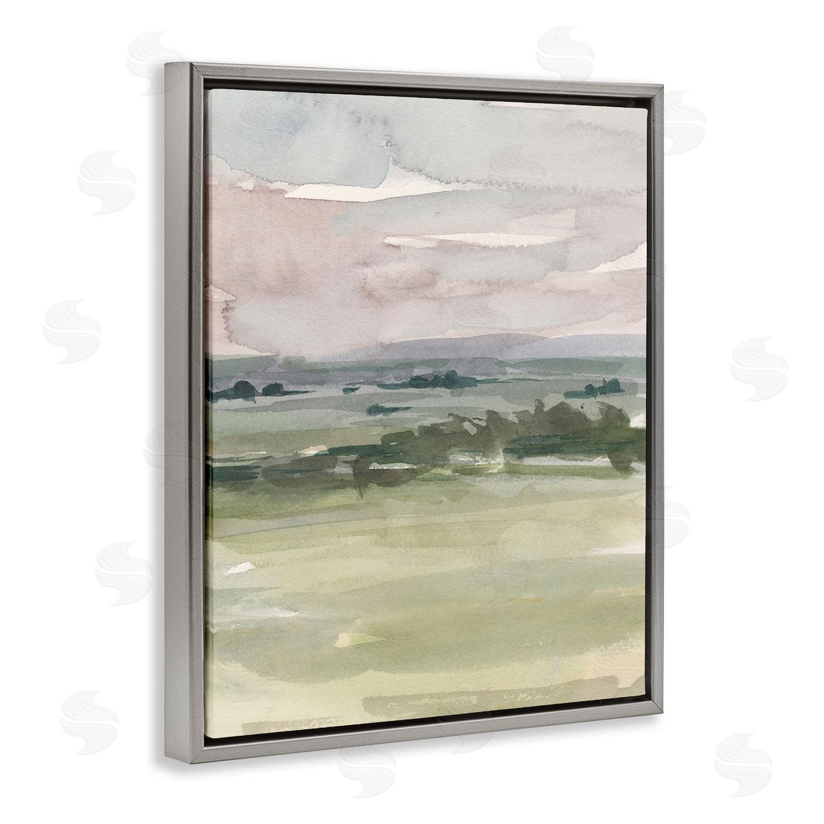 Ethan Harper Rural Watercolor Landscape Gray Floating Frame Canvas Wall Art Print