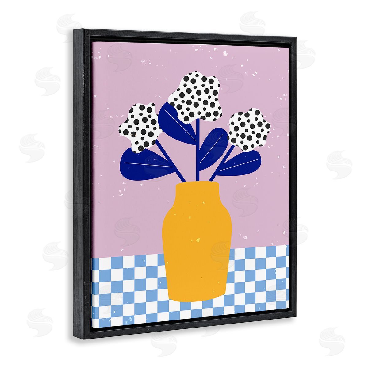 Melissa Wang Modern Polka Dot Plants Black Floating Frame Canvas Wall Art Print