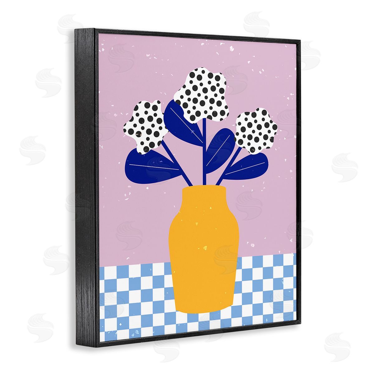 Melissa Wang Modern Polka Dot Plants Black Framed Giclee Wall Art Print
