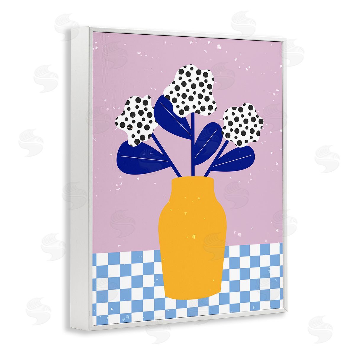 Melissa Wang Modern Polka Dot Plants White Framed Giclee Wall Art Print