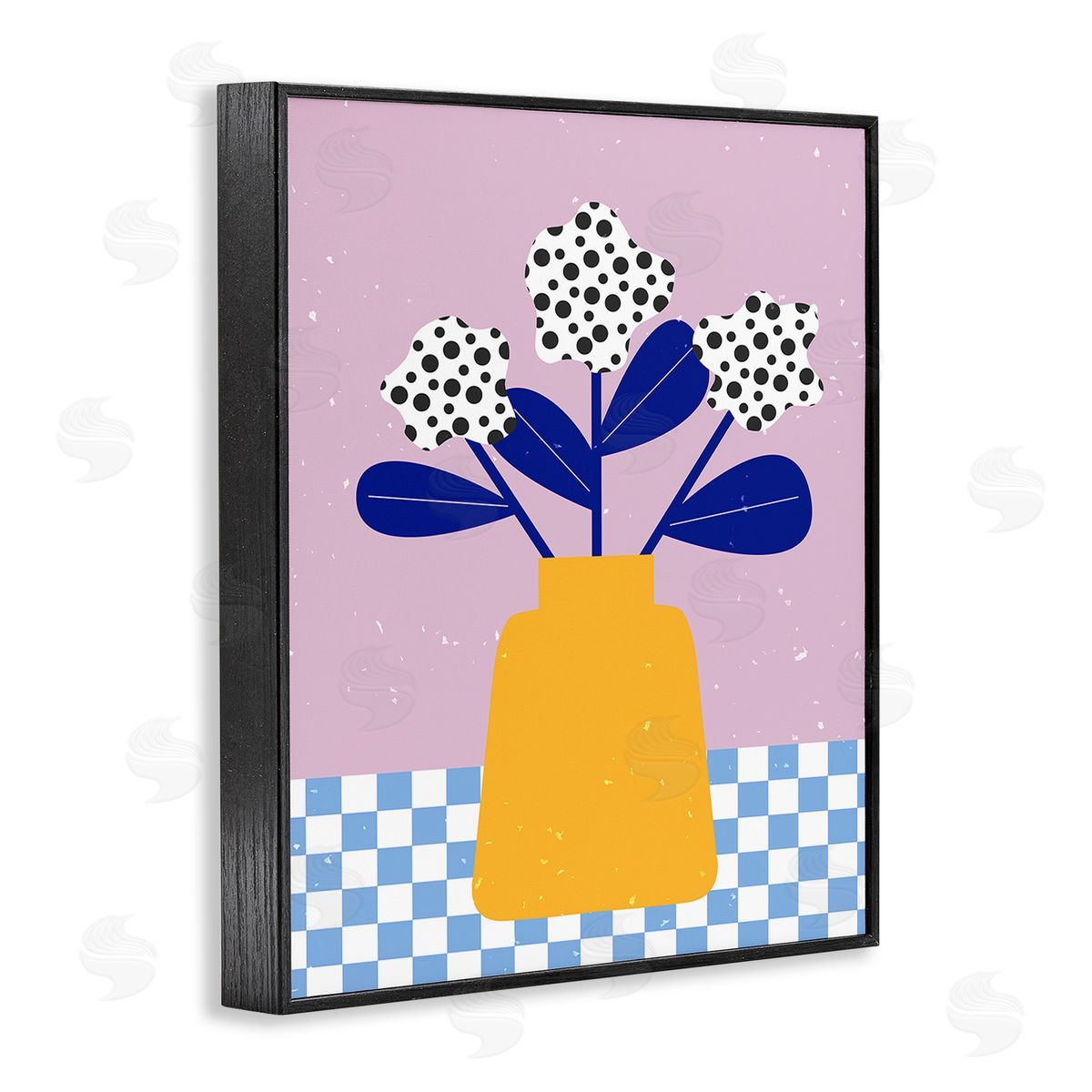 Melissa Wang Abstract Dotted Flowers Black Framed Giclee Wall Art Print