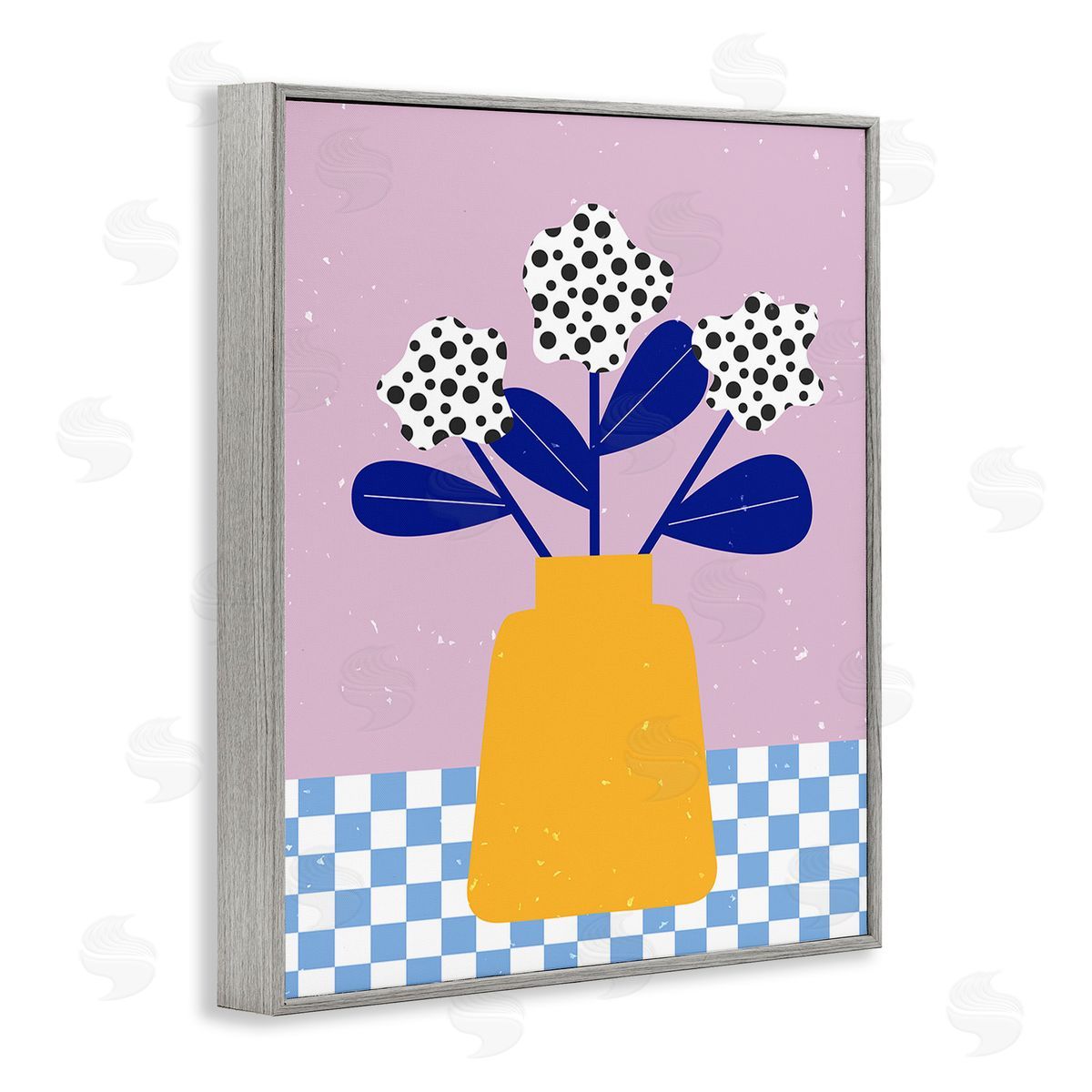 Melissa Wang Abstract Dotted Flowers Gray Framed Giclee Wall Art Print