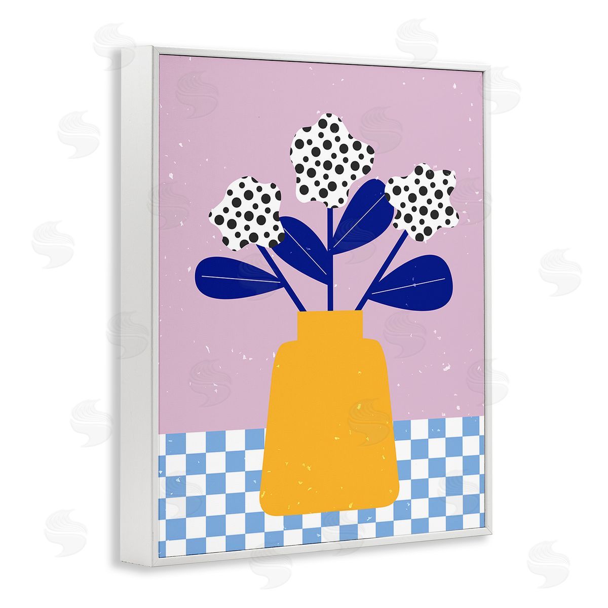 Melissa Wang Abstract Dotted Flowers White Framed Giclee Wall Art Print