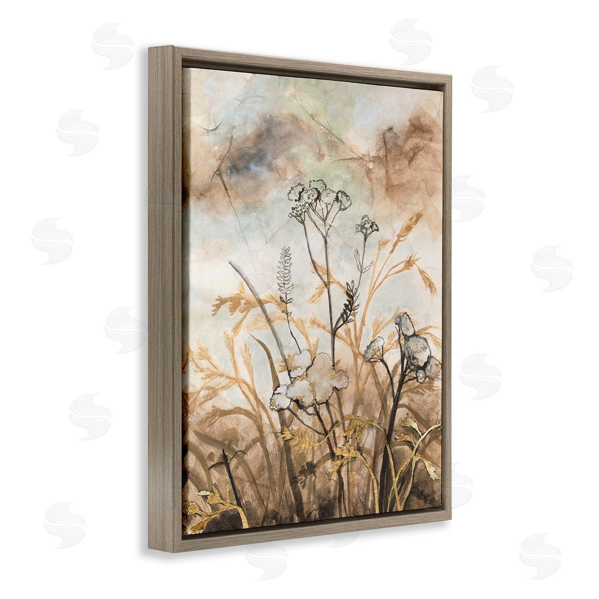 Vanna Lam Neutral Landscape Collage Brown Floating Frame Canvas Wall Art Print