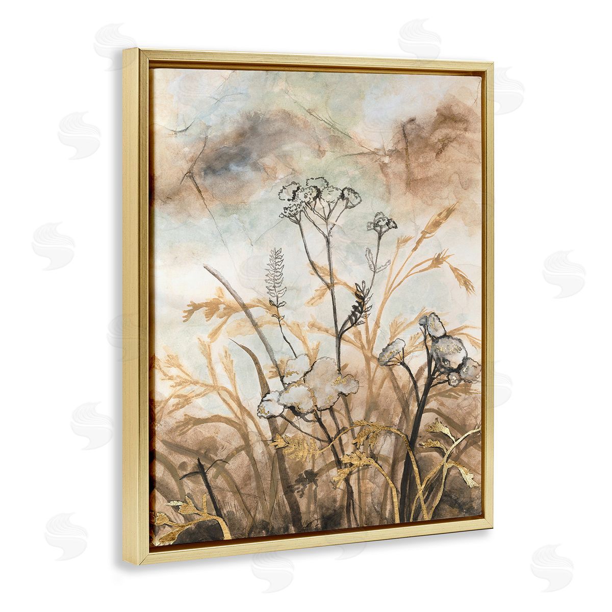 Vanna Lam Neutral Landscape Collage Gold Floating Frame Canvas Wall Art Print