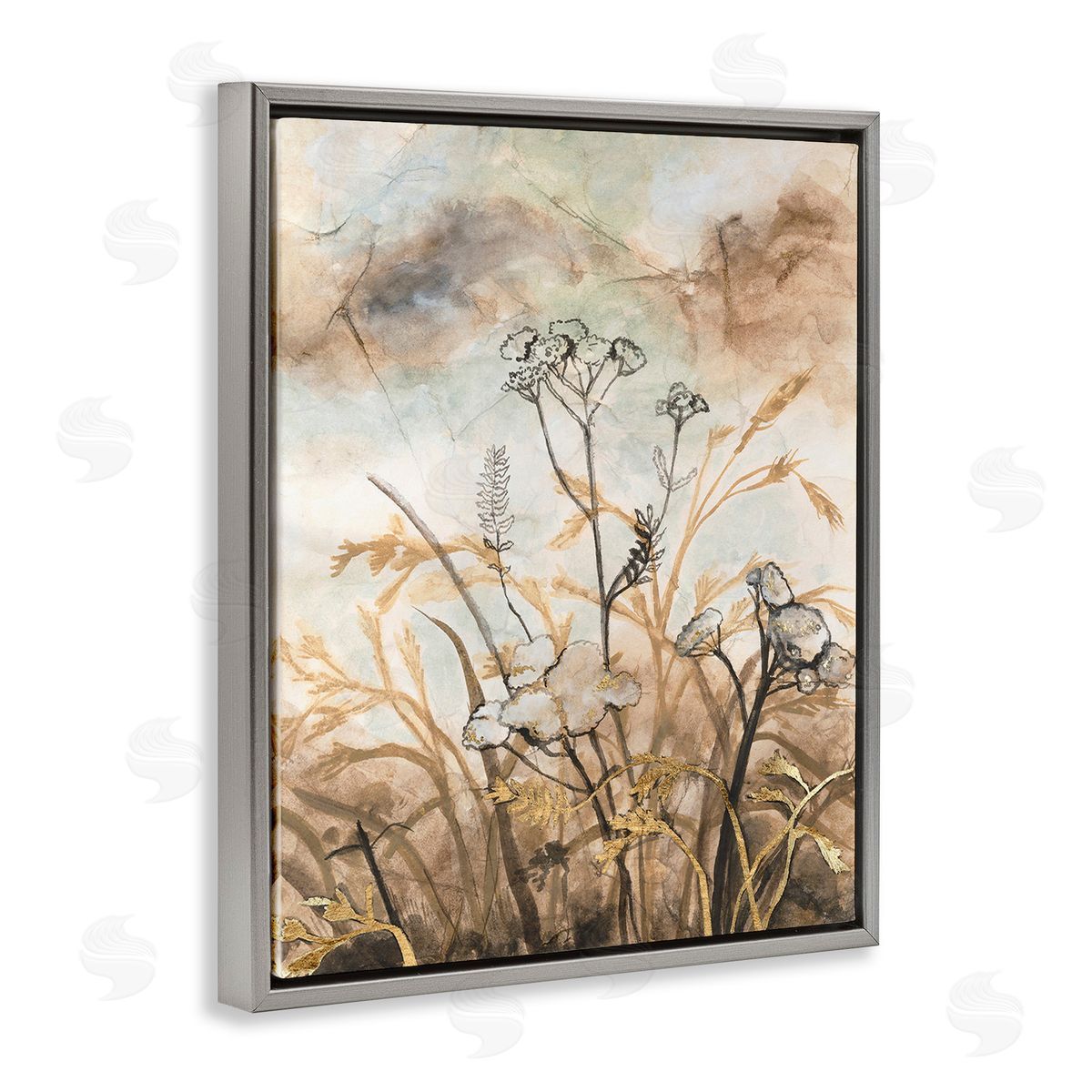 Vanna Lam Neutral Landscape Collage Gray Floating Frame Canvas Wall Art Print