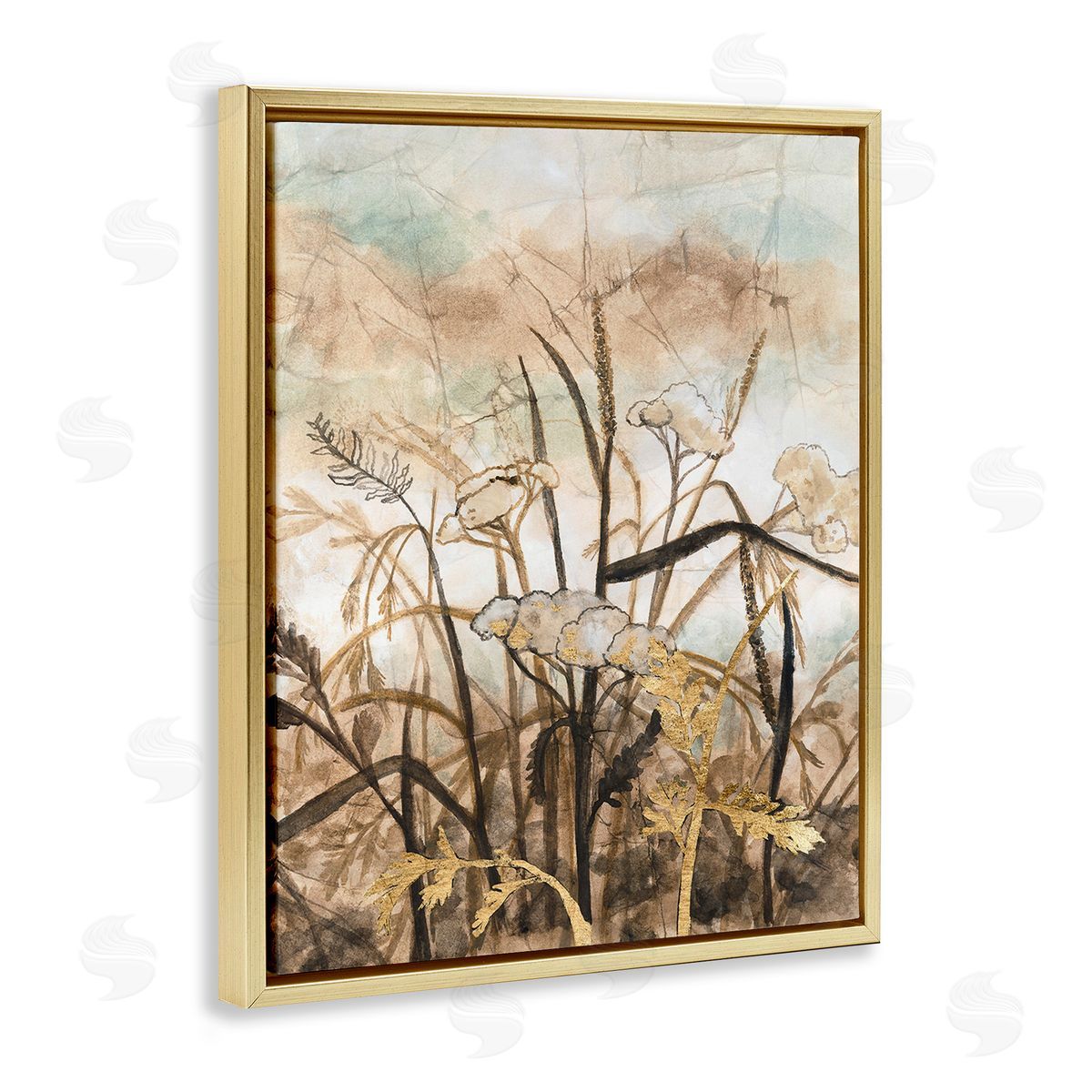 Vanna Lam Abstract Neutral Landscape Gold Floating Frame Canvas Wall Art Print