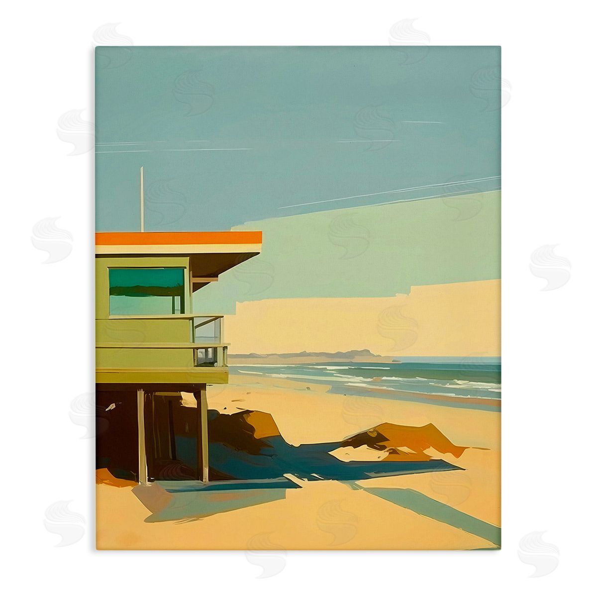 Walker Noble Modern Sunlit Beach Hut Canvas Wall Art Print
