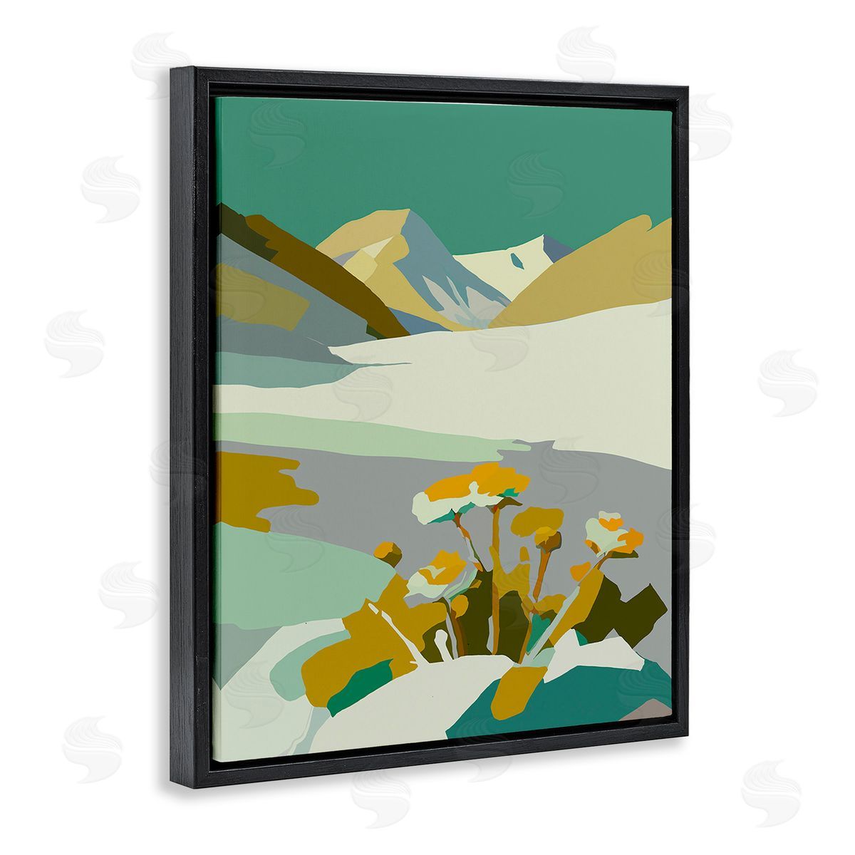 Walker Noble Modern Mountain Abstraction Black Floating Frame Canvas Wall Art Print