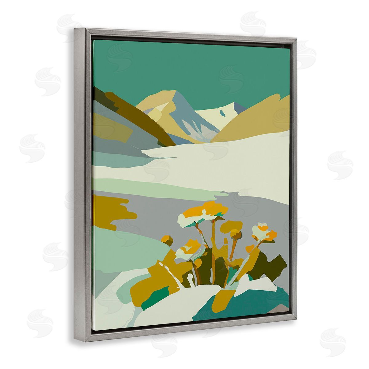 Walker Noble Modern Mountain Abstraction Gray Floating Frame Canvas Wall Art Print