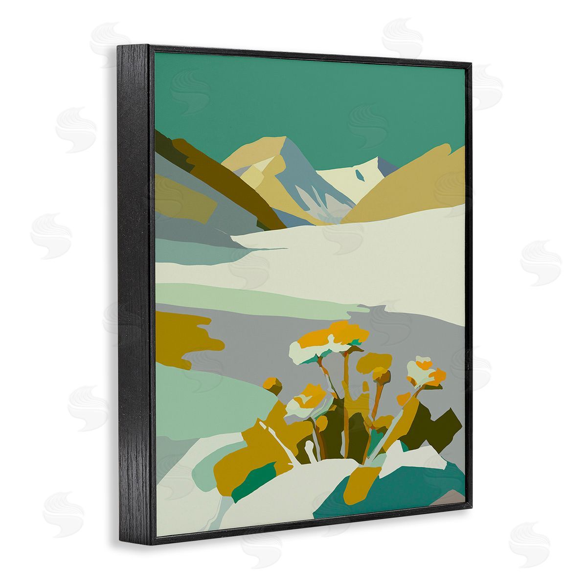 Walker Noble Modern Mountain Abstraction Black Framed Giclee Wall Art Print