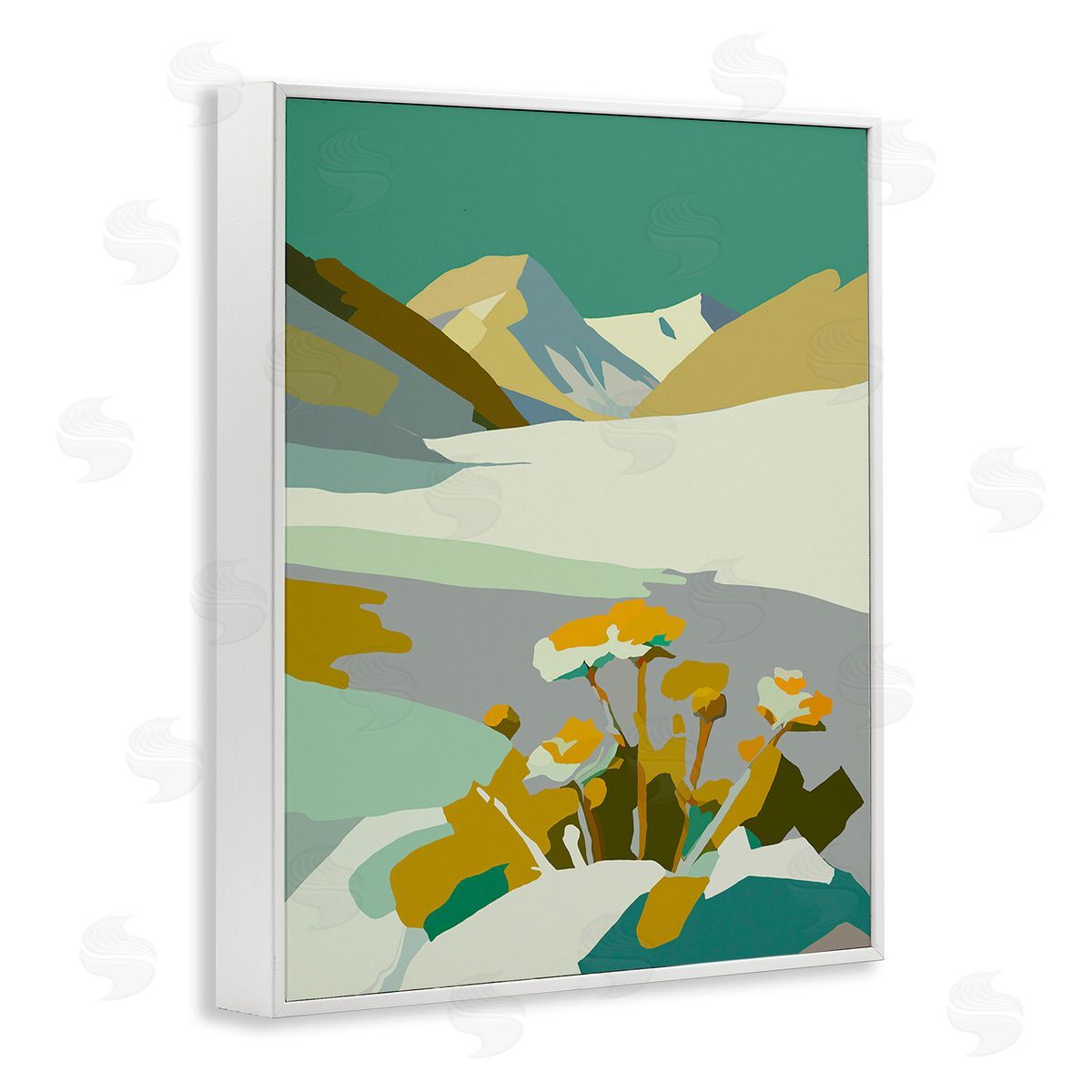 Walker Noble Modern Mountain Abstraction White Framed Giclee Wall Art Print