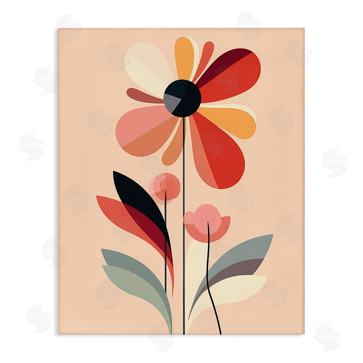 Walker Noble Retro Abstract Bloom Canvas Wall Art Print