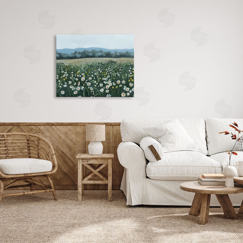 Grace Popp Traditional Daisy Meadow Canvas Wall Art Print in Room