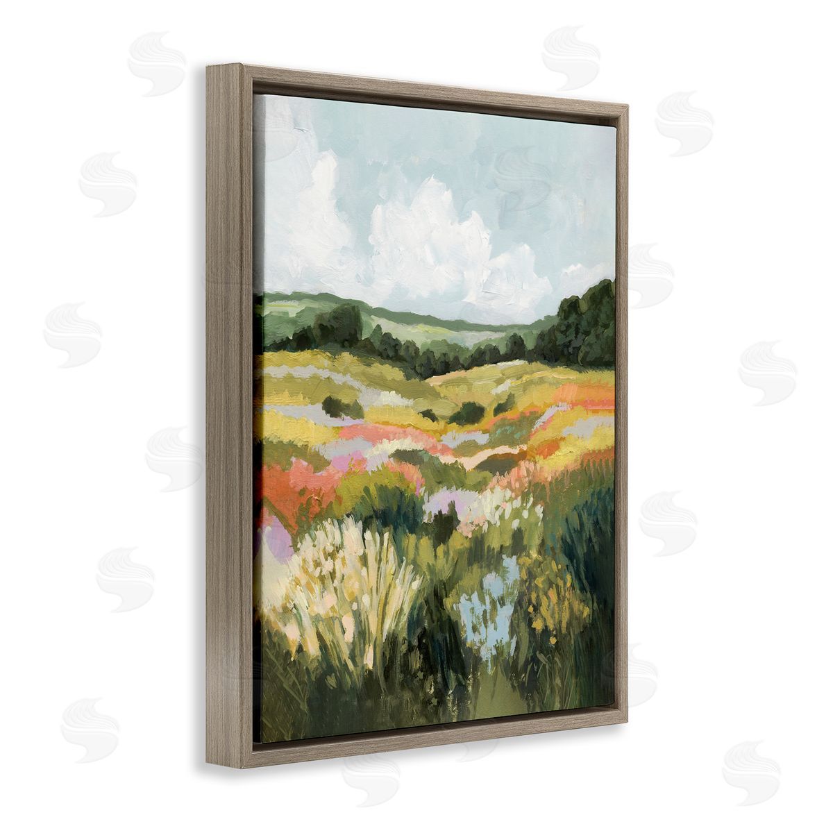 Victoria Barnes Vast Meadow Landscape Brown Floating Frame Canvas Wall Art Print