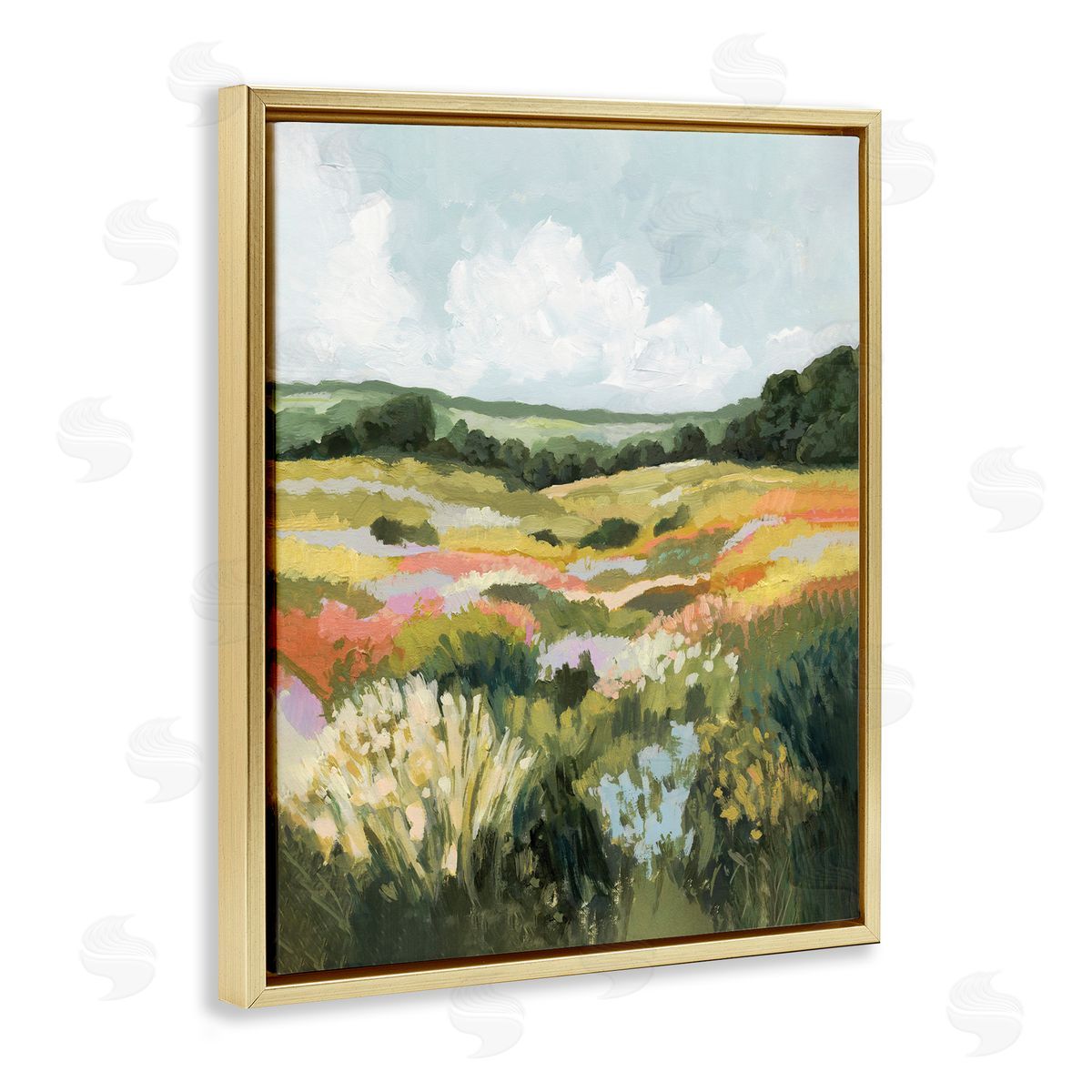 Victoria Barnes Vast Meadow Landscape Gold Floating Frame Canvas Wall Art Print