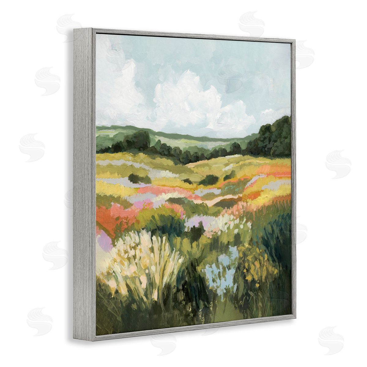Victoria Barnes Vast Meadow Landscape Gray Framed Giclee Wall Art Print