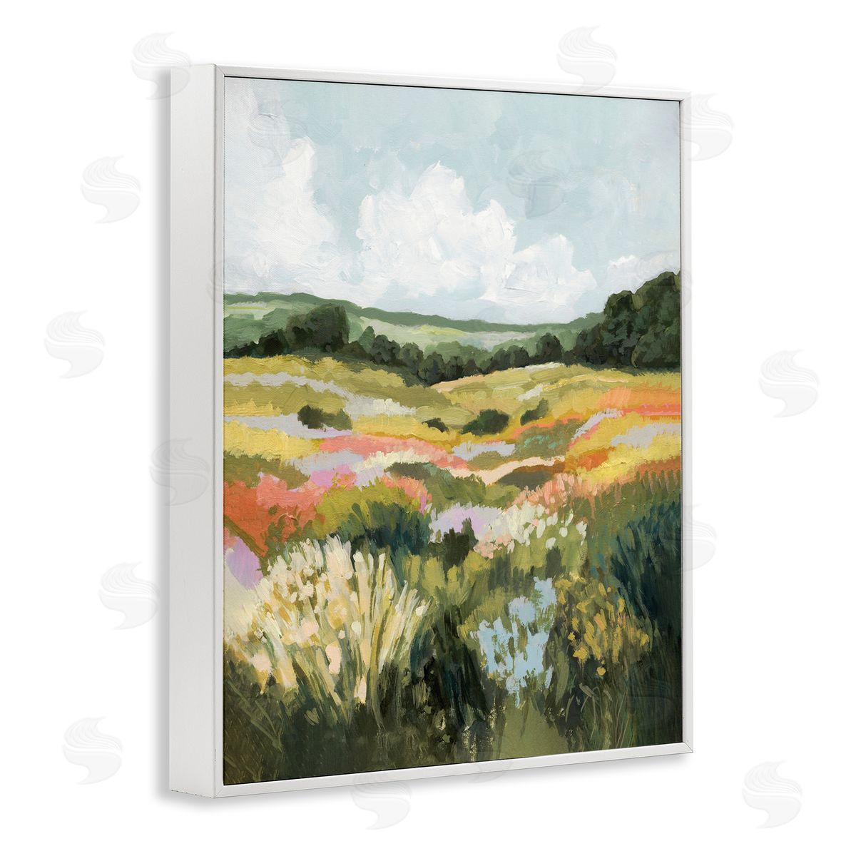 Victoria Barnes Vast Meadow Landscape White Framed Giclee Wall Art Print