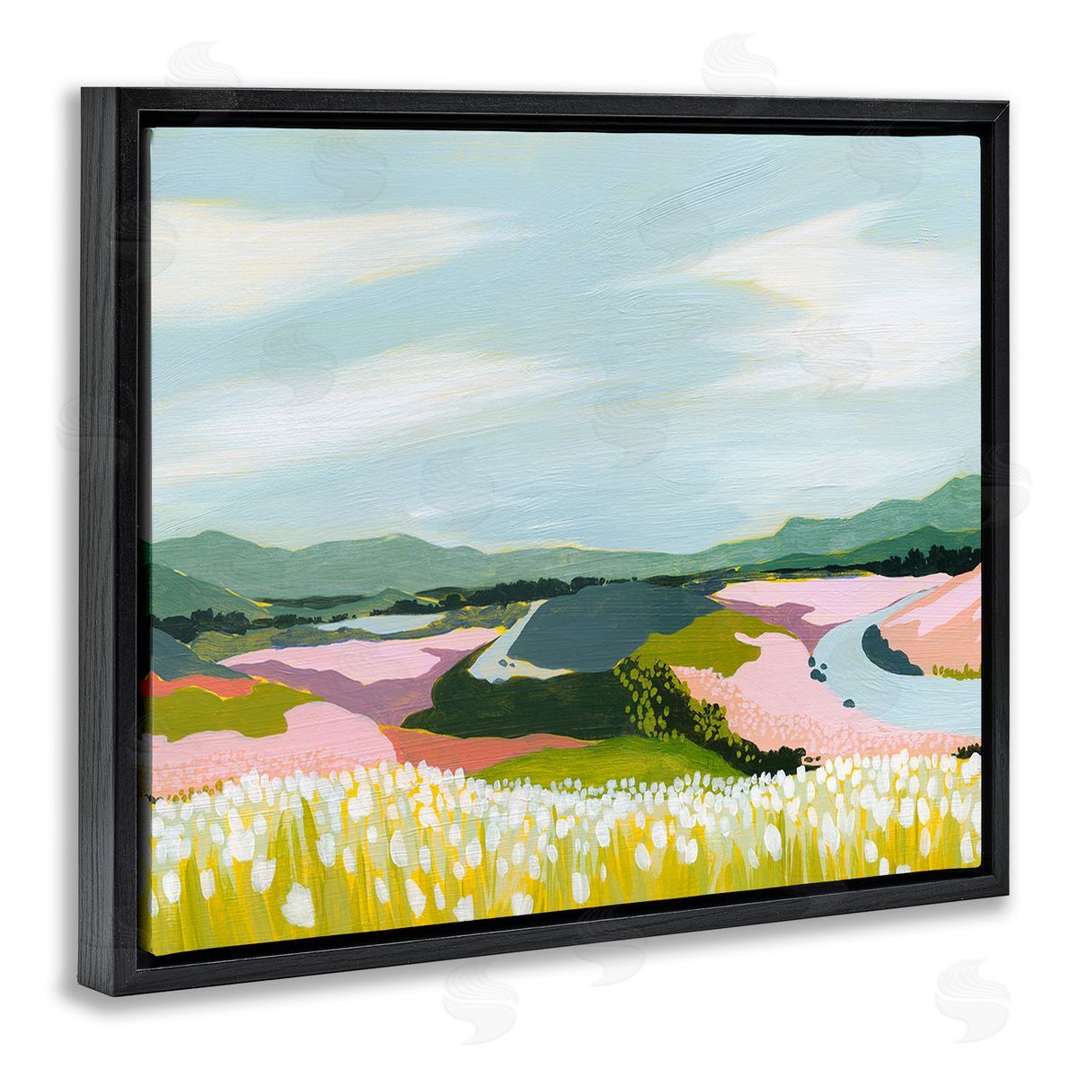Grace Popp Modern Mountain Stream Black Floating Frame Canvas Wall Art Print