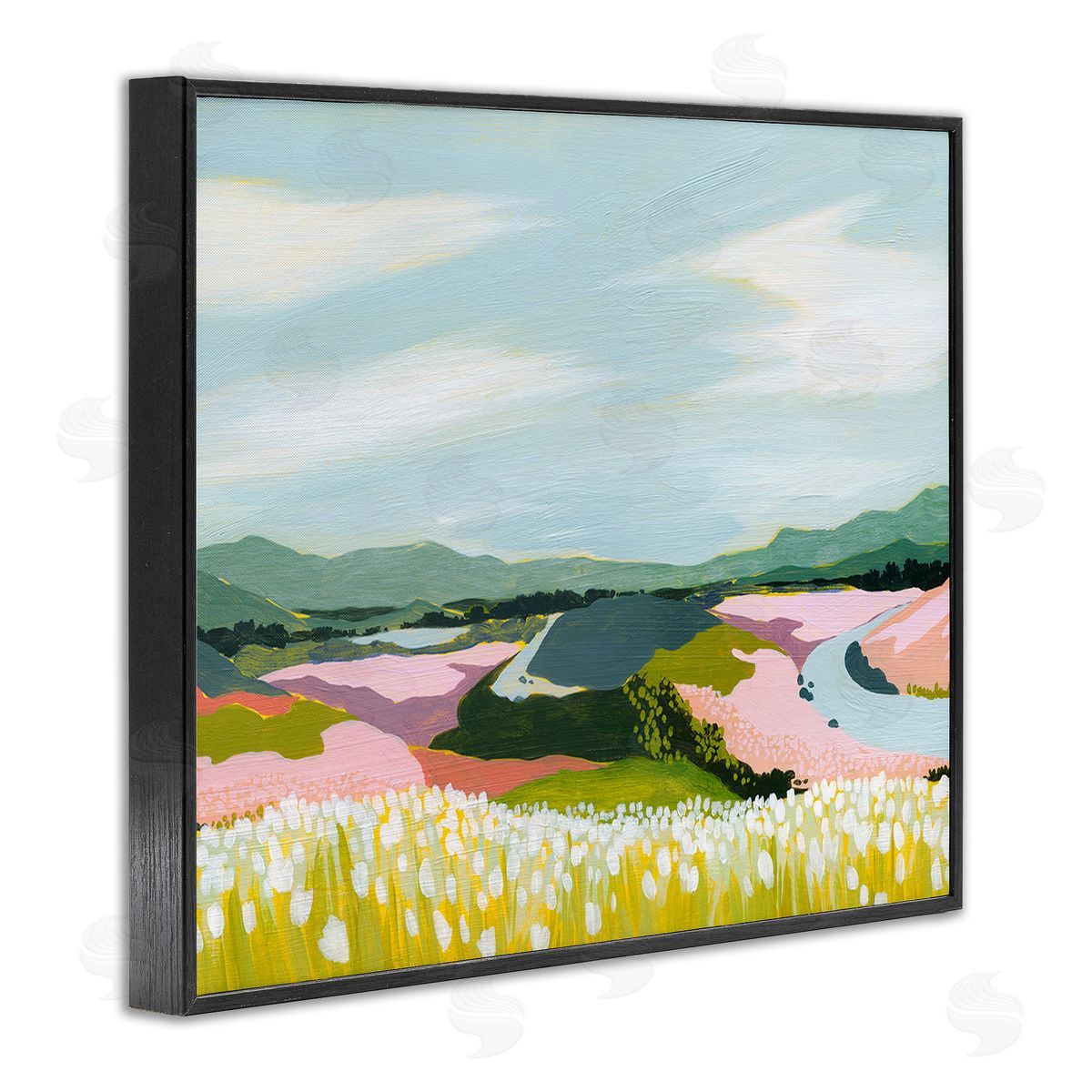 Grace Popp Modern Mountain Stream Black Framed Giclee Wall Art Print
