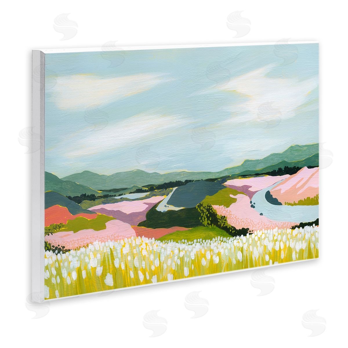 Grace Popp Modern Mountain Stream Wooden Wall Plaque Art Print