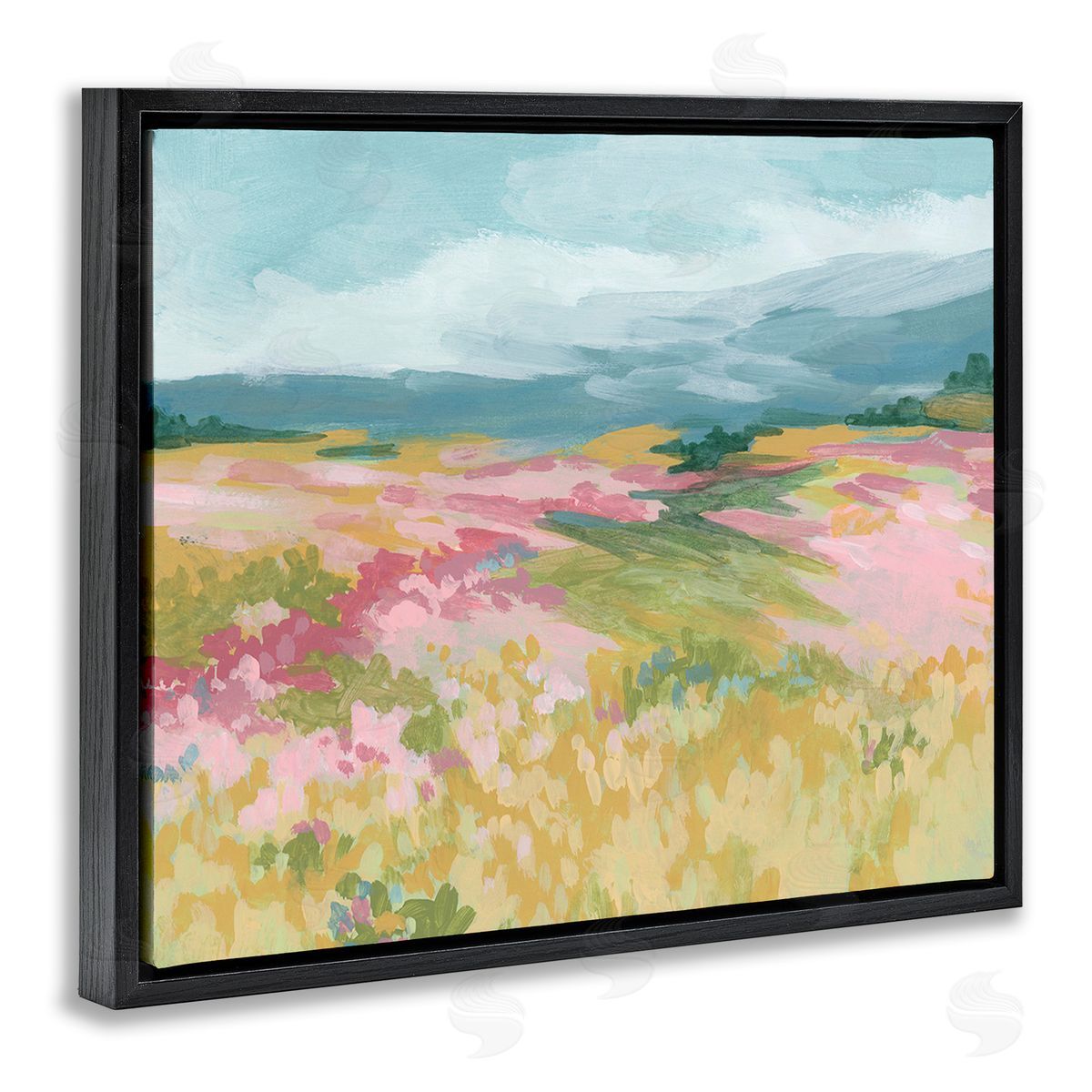 June Erica Vess Abstract Mountain Hills Black Floating Frame Canvas Wall Art Print
