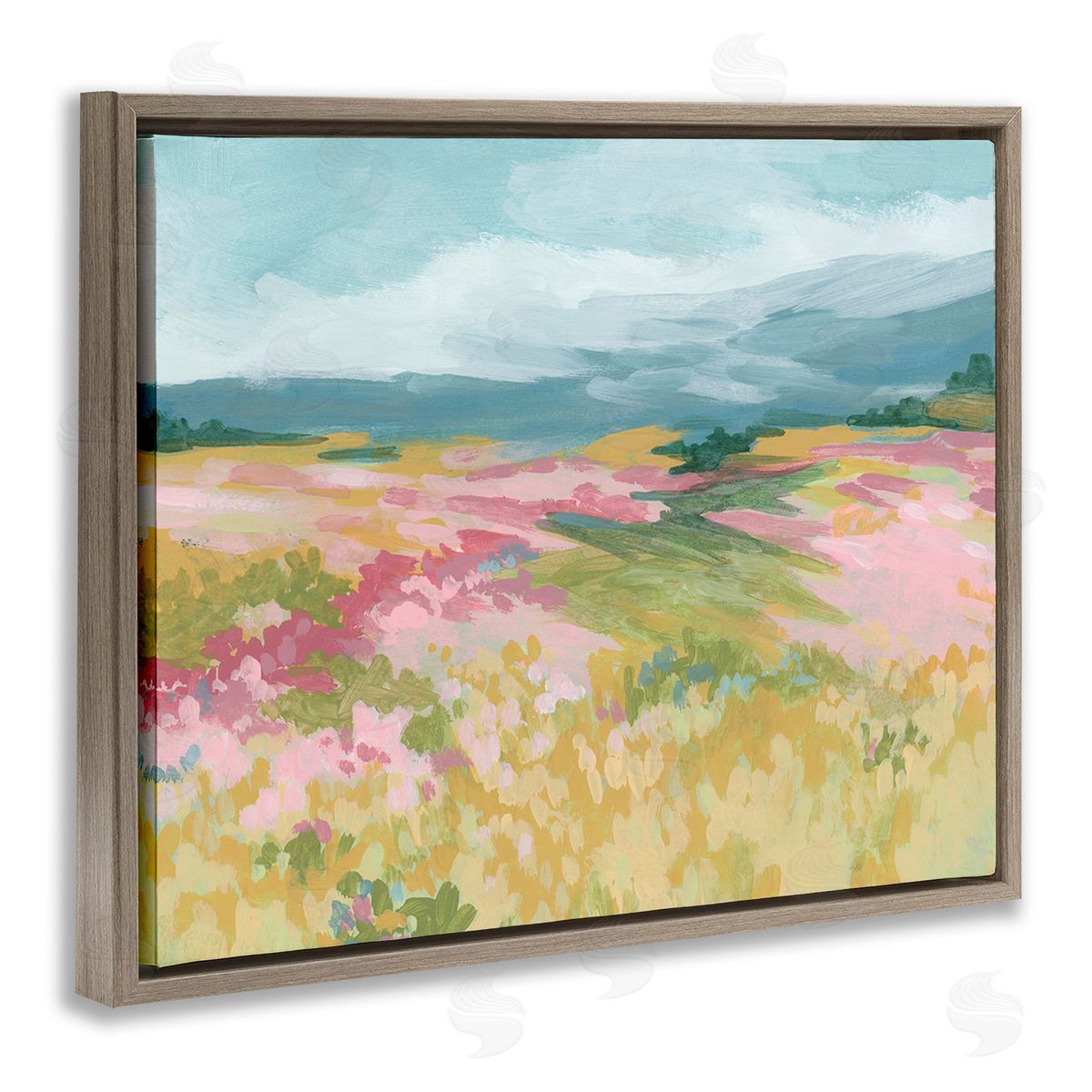 June Erica Vess Abstract Mountain Hills Brown Floating Frame Canvas Wall Art Print