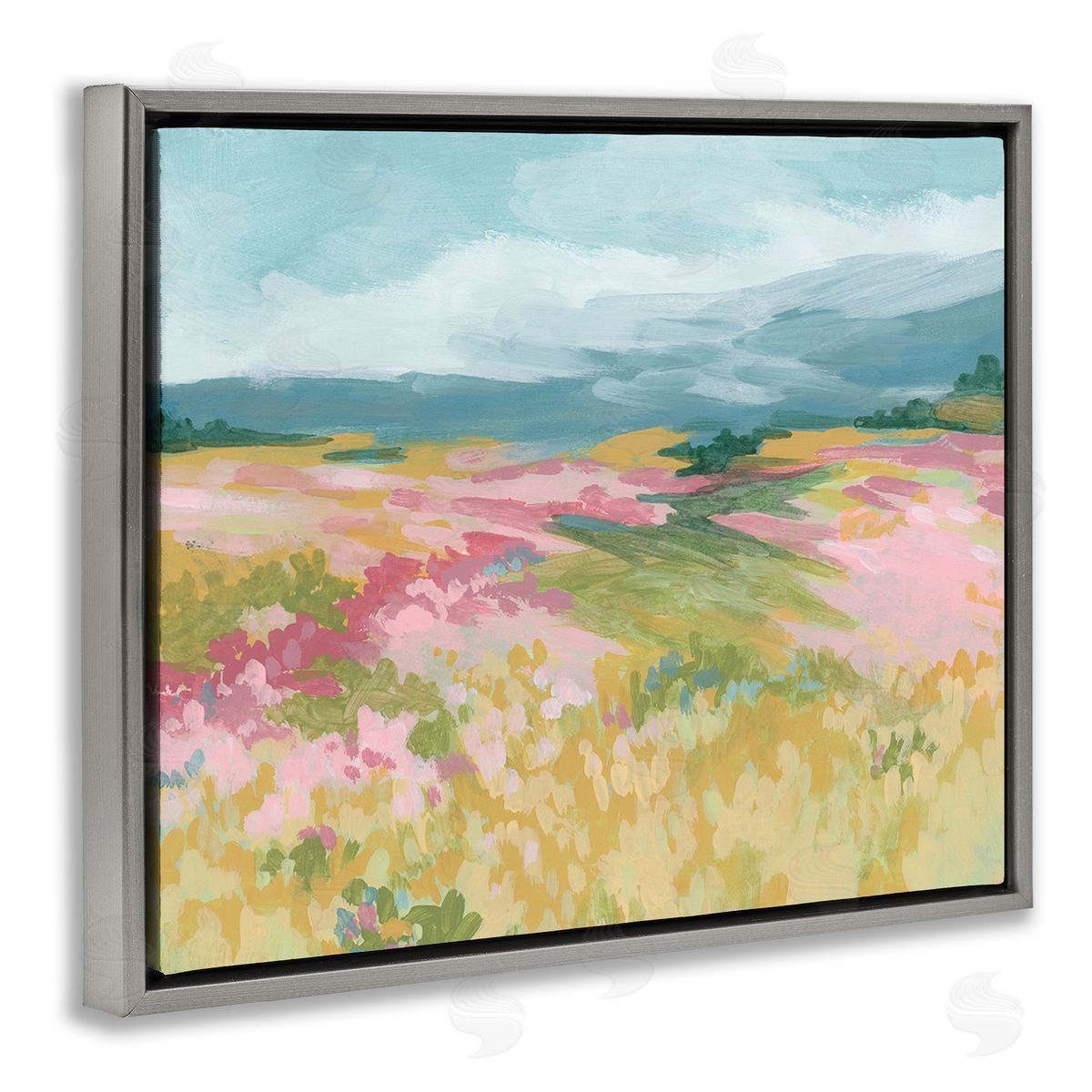 June Erica Vess Abstract Mountain Hills Gray Floating Frame Canvas Wall Art Print