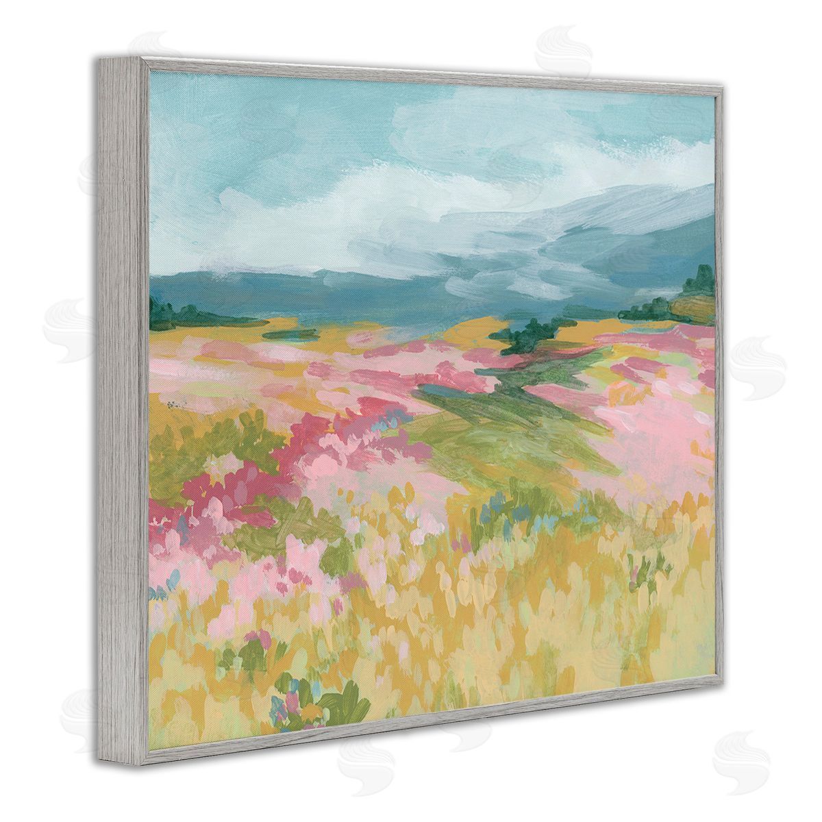 June Erica Vess Abstract Mountain Hills Gray Framed Giclee Wall Art Print