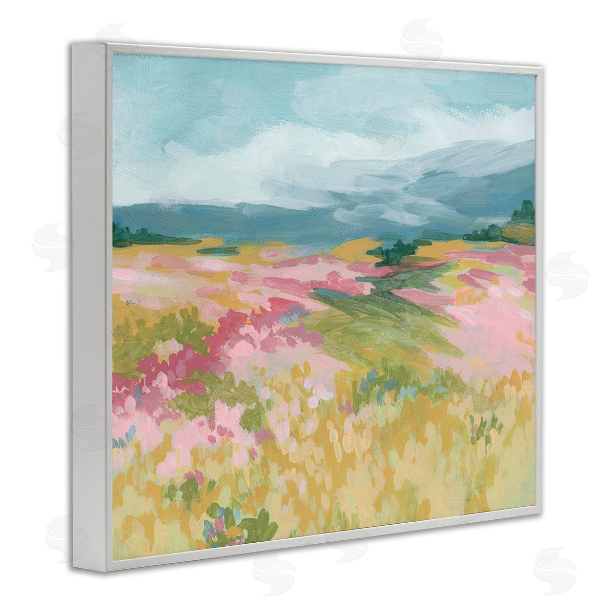 June Erica Vess Abstract Mountain Hills White Framed Giclee Wall Art Print