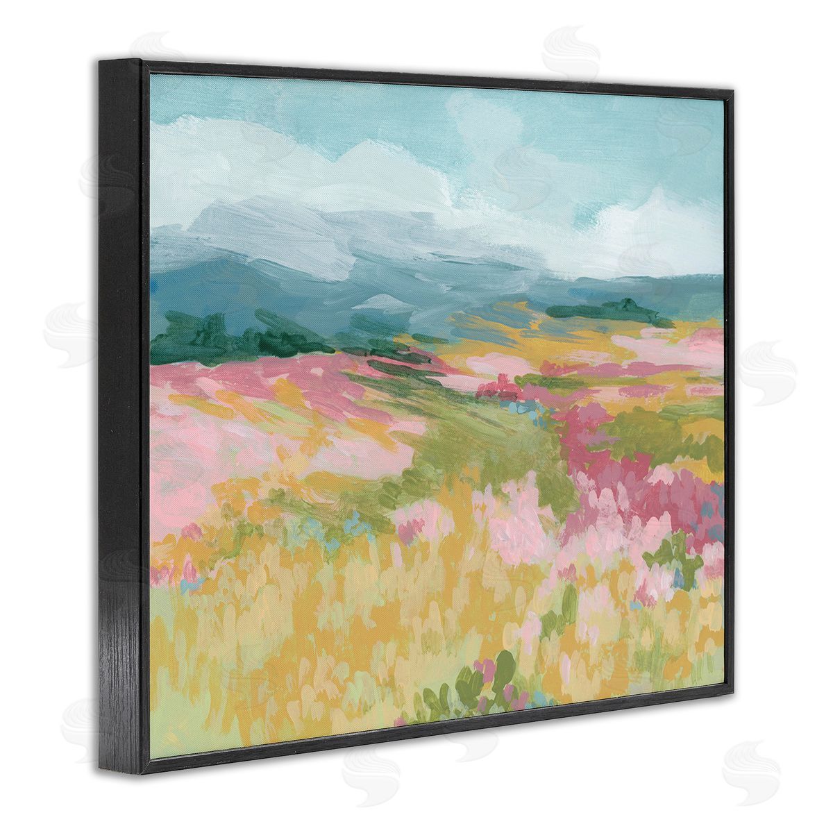 June Erica Vess Abstract Meadow Flowers Black Framed Giclee Wall Art Print