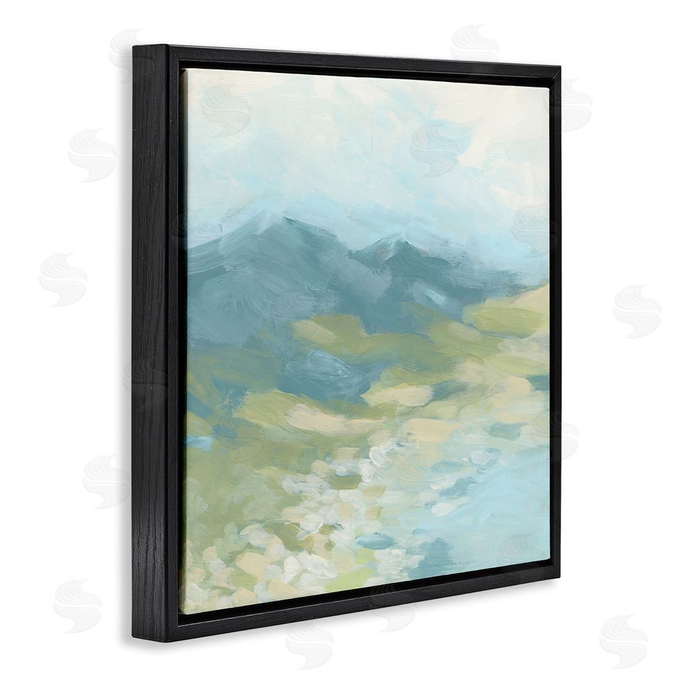 June Erica Vess Misty Mountain Valley Black Floating Frame Canvas Wall Art Print