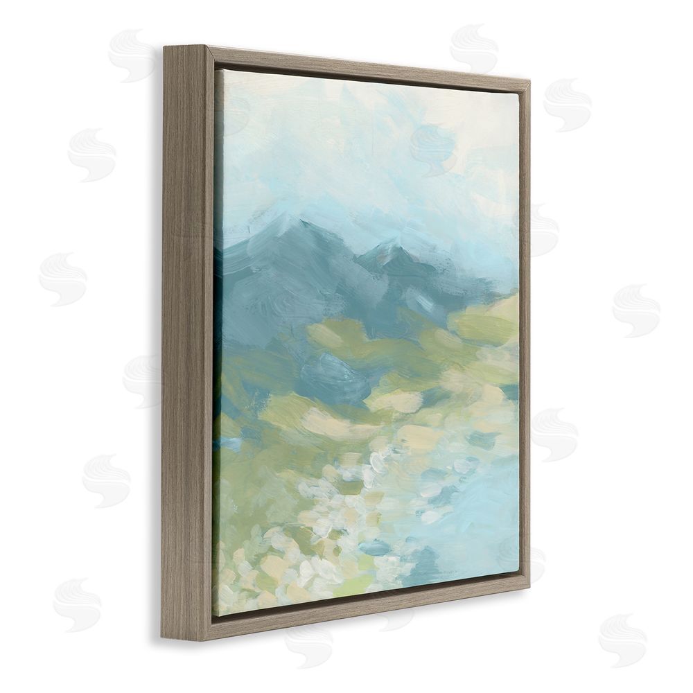 June Erica Vess Misty Mountain Valley Brown Floating Frame Canvas Wall Art Print