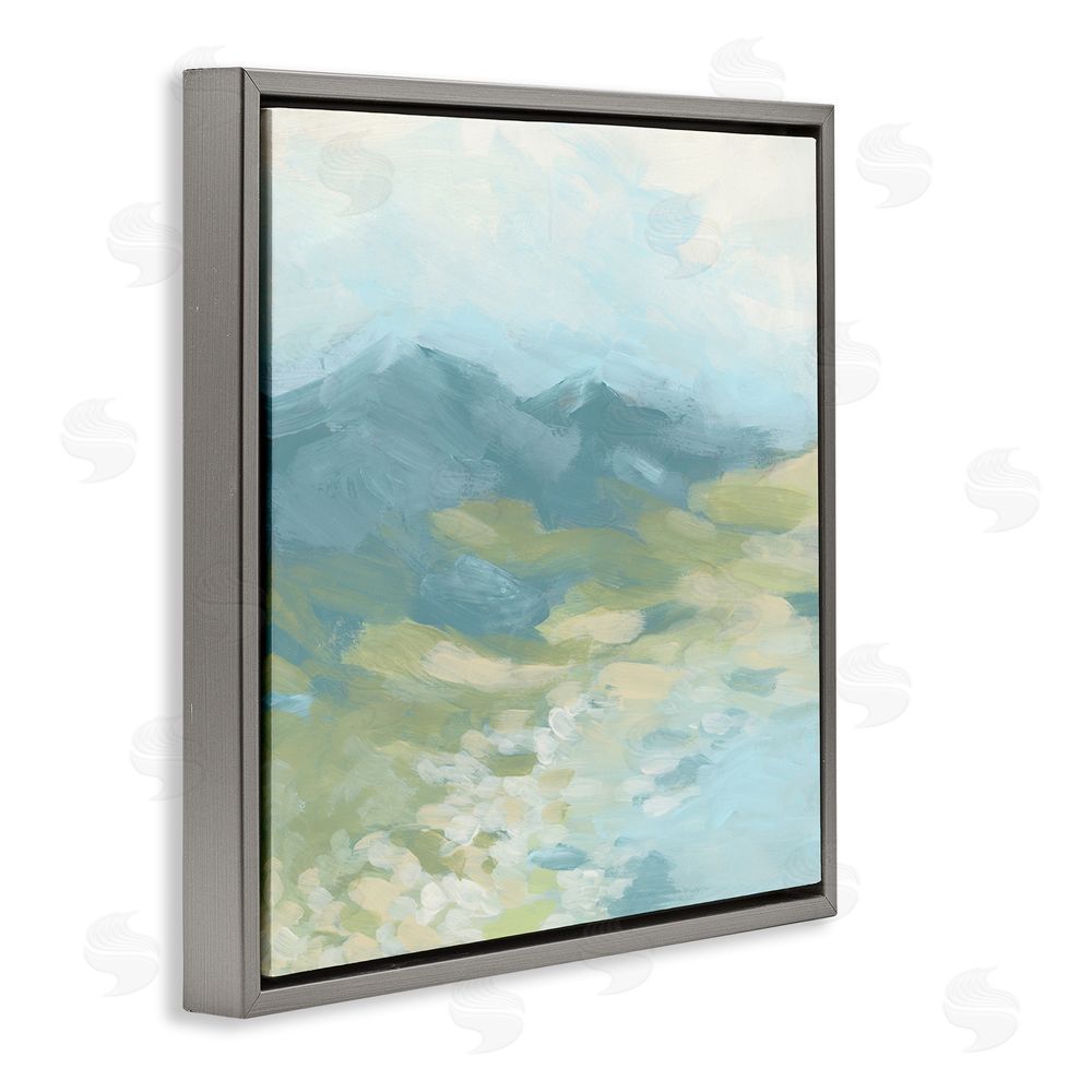 June Erica Vess Misty Mountain Valley Gray Floating Frame Canvas Wall Art Print