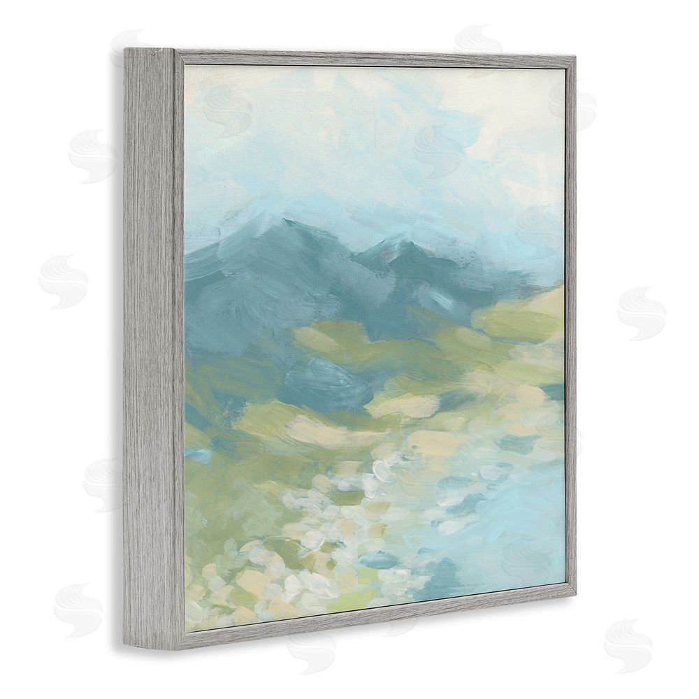 June Erica Vess Misty Mountain Valley Gray Framed Glicee Wall Art Print