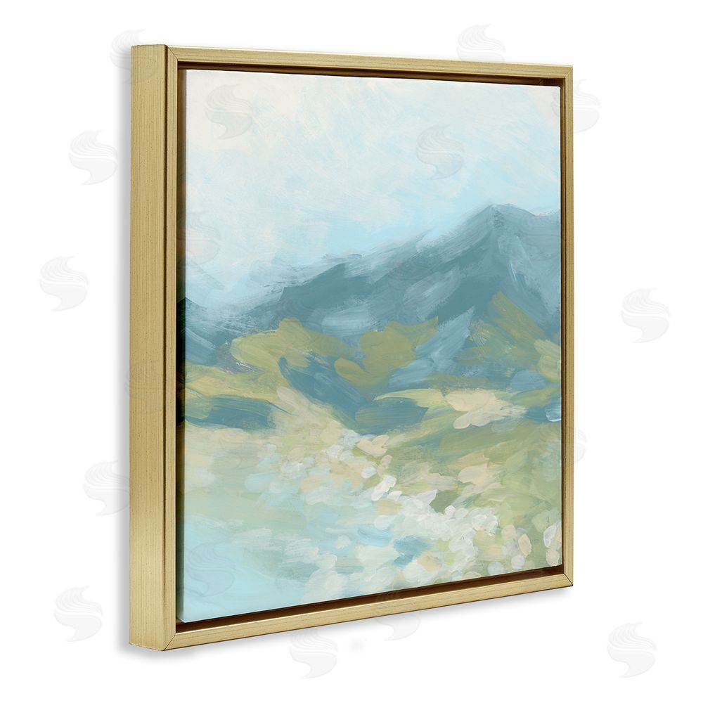 June Erica Vess Murky Mountain Valley Gold Floating Frame Canvas Wall Art Print
