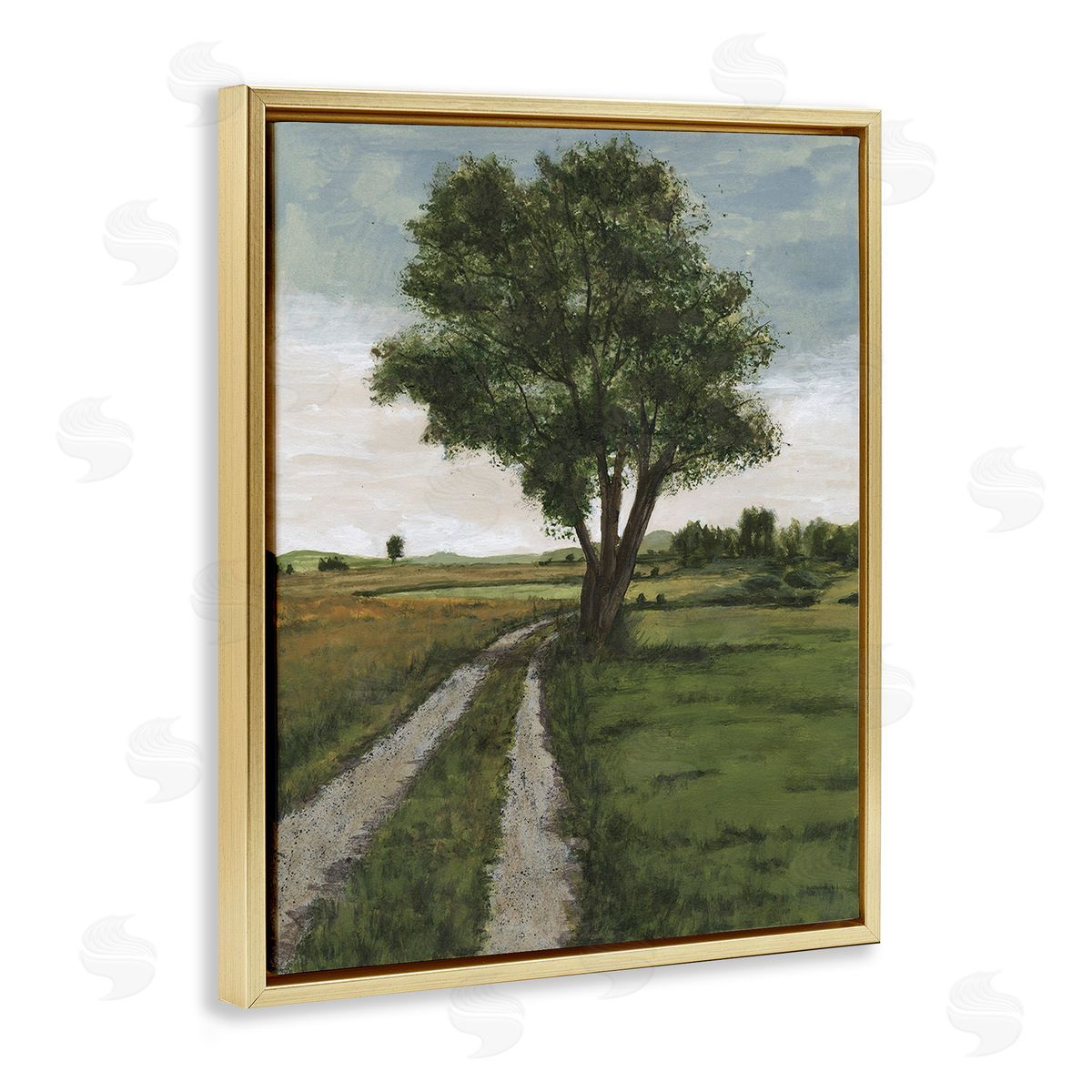 Michael Willett Traditional Country Road Gold Floating Frame Canvas Wall Art Print