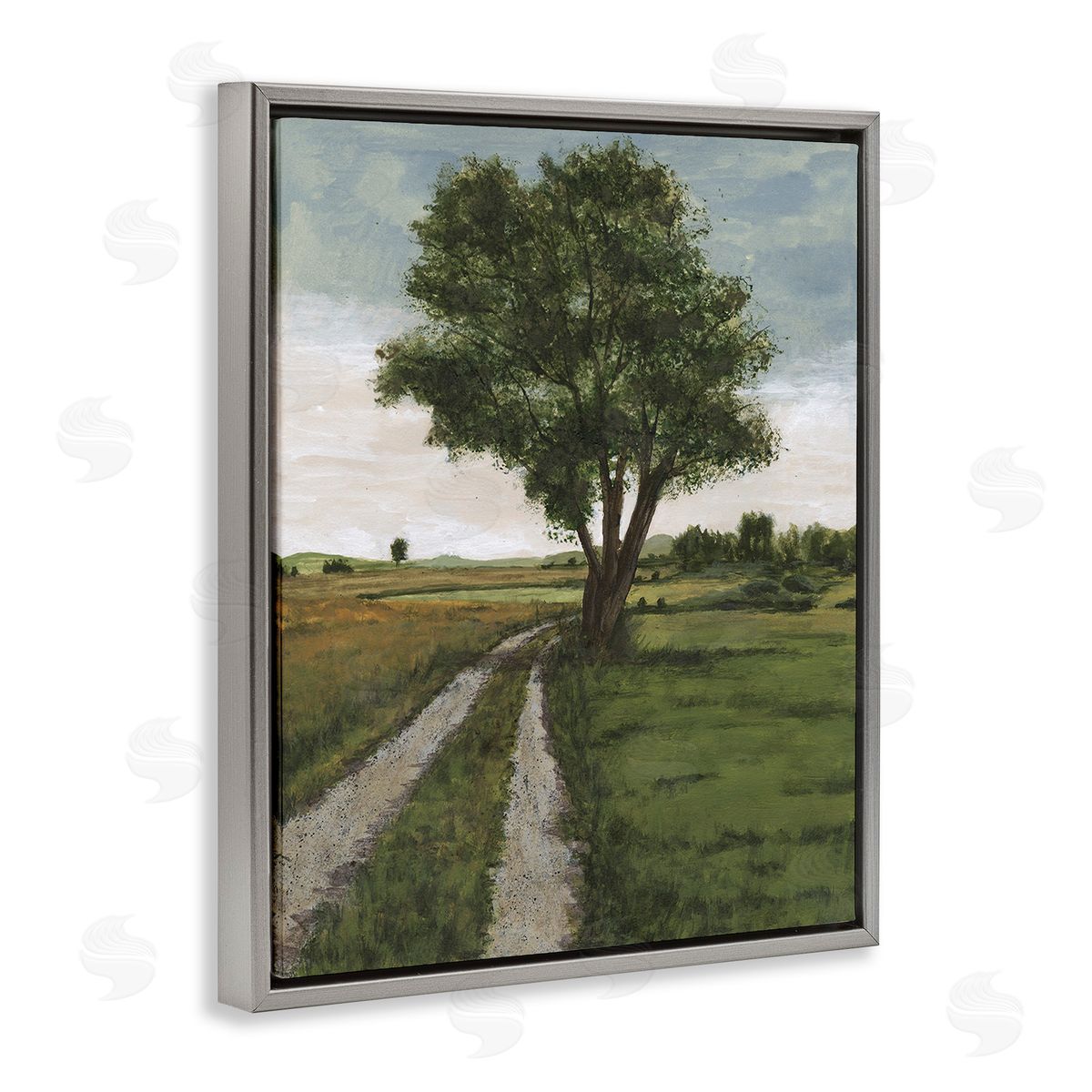 Michael Willett Traditional Country Road Gray Floating Frame Canvas Wall Art Print